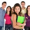 Casual group of students isolated over a white background