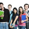 Smiling teenager students